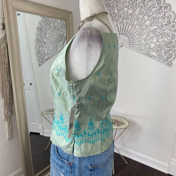 Deadstock NWT Early 2000's Mint Green Teal Blue Silk Fairy Camisole Top 6P / S - Picture 5 of 8